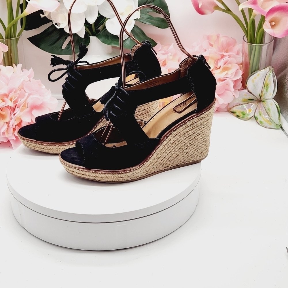 GH Bass Krista Denim Espadrille Wedges Size 7.5M
